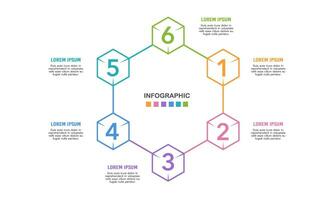 infografía hexágono con 6 6 números proceso a éxito. vector ilustración.