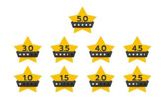 Collection of rating star icons. Review, Website, Application, and Service. Vector illustration.
