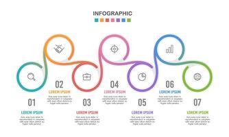 flujo de trabajo infografía 7 7 pasos a éxito. vector ilustración.