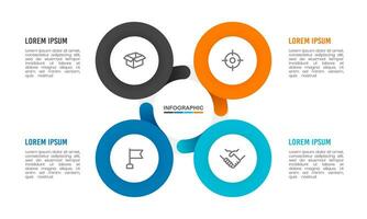 4-circle process infographic design simple template. Vector illustration.