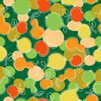 Fruity pattern. Abstract Summer fruits, food lemon, apple, pear. Harvest. Set, collection, line art, drawing. Vector Illustration on a white isolated background.