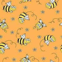 Vector pattern cartoon bees. Honey, honey bee. Vector background, illustration.