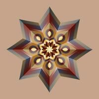 This is a polygonal pattern. This is a brown geometric mandala. Asian floral pattern. vector