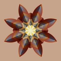 This is a polygonal pattern. This is a brown geometric mandala. Asian floral pattern. vector