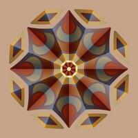 This is a polygonal pattern. This is a brown geometric mandala. Asian floral pattern. vector