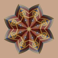 This is a polygonal pattern. This is a brown geometric mandala. Asian floral pattern. vector