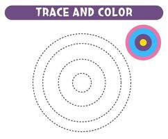 Trace and color circles Basic geometric shapes Educational game Worksheet for kids vector