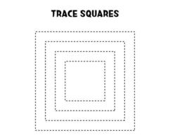 Trace squares Basic geometric shapes Educational game Worksheet for kids vector