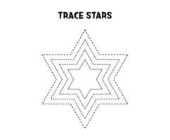 Trace srars. Basic geometric shapes. Educational game. Worksheet for kids. vector