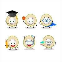 School student of slice of green coconut cartoon character with various expressions vector