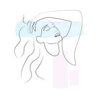Elegant silhouette of a girl in one line, contour of a girl in one line style vector