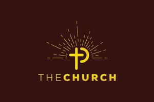 Trendy and Professional letter P church sign Christian and peaceful vector logo design