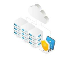 Cloud server data security computer network vector