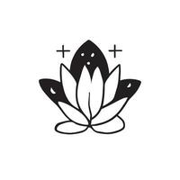 Find inner peace with this captivating black and white lotus yoga logo in minimalism style. A symbol of tranquility and mindfulness. vector