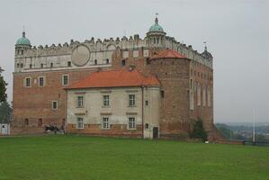 histórico castillo en golub dobrzyn en Polonia en contra el gris verano cielo foto