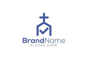 de moda y profesional cheque marca y Iglesia firmar cristiano y pacífico vector logo diseño