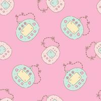 Cute vintage seamless pattern with pet simulator game vector