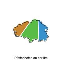mapa de pfaffenhofen un der película ciudad. vector mapa de el alemán país. vector ilustración diseño modelo