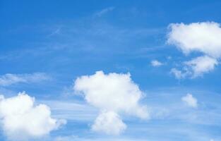 Beautiful blue sky and white cumulus clouds abstract background. Cloudscape background. Blue sky and fluffy white clouds on sunny days. Beautiful blue sky. World Ozone Day. Ozone layer. Summer sky. photo