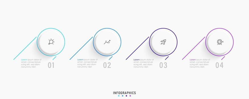 plantilla de diseño de etiquetas infográficas vectoriales con iconos y 4 opciones o pasos. se puede utilizar para diagramas de proceso, presentaciones, diseño de flujo de trabajo, banner, diagrama de flujo, gráfico de información. vector