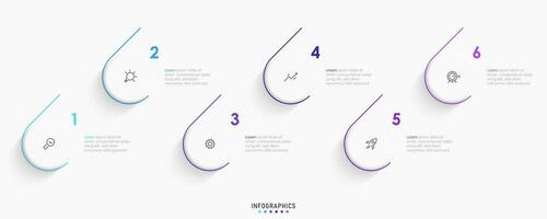 Vector Infographic label design template with icons and 6 options or steps. Can be used for process diagram, presentations, workflow layout, banner, flow chart, info graph.