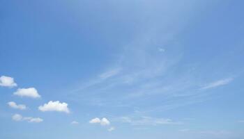 Beautiful blue sky and white cumulus clouds abstract background. Cloudscape background. Blue sky and fluffy white clouds on sunny days. Beautiful blue sky. World Ozone Day. Ozone layer. Summer sky. photo