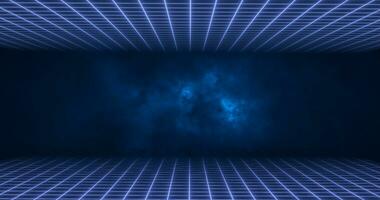 Abstract blue energy grid swirling tunnel of lines in the top and bottom of the screen magical bright glowing futuristic hi-tech background photo