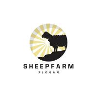 Sheep Farm Logo Design Inspiration Simple Silhouette Retro Typography vector