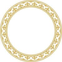 Vector gold Kazakh national round pattern, frame. Ethnic ornament of the nomadic peoples of Asia, the Great Steppe, Kazakhs, Kirghiz, Kalmyks, Mongols, Buryats, Turkmens