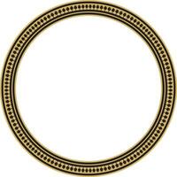 Vector golden and black round byzantine ornament. Circle, border, frame of ancient Greece and Eastern Roman Empire. Decoration of the Russian Orthodox Church