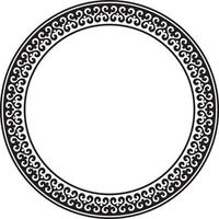 Vector monochrome Kazakh national round pattern, frame. Ethnic ornament of the nomadic peoples of Asia, the Great Steppe, Kazakhs, Kirghiz, Kalmyks, Mongols, Buryats, Turkmens