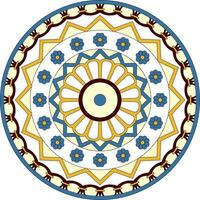 Vector colored round ancient persian ornament. National Iranian circle of ancient civilization