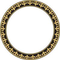 vector oro y negro kazakh nacional redondo patrón, marco. étnico ornamento de el nómada pueblos de Asia, el genial estepa, kazajos, kirguís, kalmyks, mongoles, entierros, turcomanos