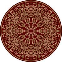 Vector gold with red Turkish classic circle ornament. muslim round pattern for the mosque