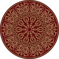 Vector gold with red Turkish classic circle ornament. muslim round pattern for the mosque