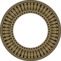 Vector golden round Egyptian border. Circle ornament of ancient Africa. Pattern of lotus flowers and sun