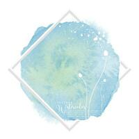 Circle blue watercolor brush and flower design over square for text vector