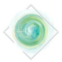 Circle green mint mixed yellow watercolor over square frame vector