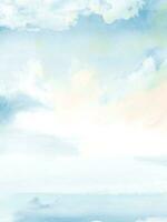 Blue sky cloudy and sea Abstract design watercolor nature background vector