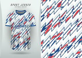 Background for sports jersey, soccer jersey, running jersey, racing jersey, zigzag pattern, white and red blue vector