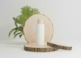 Body Care packaging design mockup on wooden blocks photo