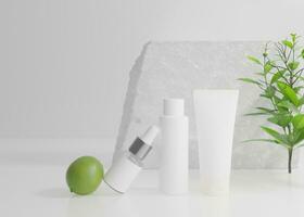 Body Care packaging design mockup on a white rock photo