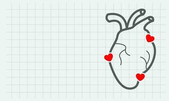 Healthy Heart. Depicted with an outline Heart and love symbol with a heart. vector