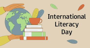 internacional literatura día. 8vo septiembre. vector ilustración.