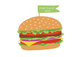 Plant based beyond meat hamburger vector illustration. Vegan and healthy lifestyle vegetarian concept