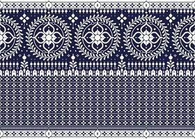 geometric and flower ethnic fabric pattern on blue background for cloth carpet wallpaper background wrapping etc. vector