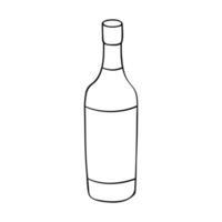 Hand drawn wine bottle illustration. Alcohol drink clipart in doodle style. Single element for design vector