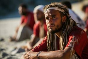 triste omaní playa fútbol aficionados foto