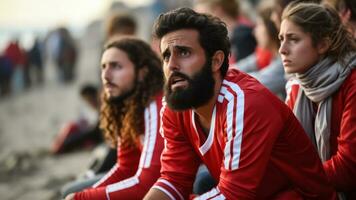 triste iraní playa fútbol aficionados foto