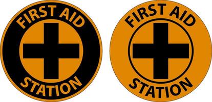 Floor Sign, First Aid Station vector